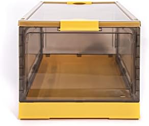 Best Home Fashion 2 packs LARGE Storage Bins Side Opening, Stackable Lid Collapsible, Foldable, Easy Tidy Up with Storage Box, Ideal for Home & Office Organization Storage Cube (Large, Yellow) - Image 3