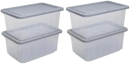 CX BLACK & YELLOW�, 27-Gallon Heavy Duty Clear Storage Container & Snap-Tight Lid, (14.3�H x 20.6�W x 30.6�D), Weather-Resistant, Stackable, See-Through Organization Tote [2 Pack] by BLACKYELLOW