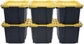 CX Heavy Duty 12-Gallon Stackable Plastic Storage Bins with Lids, 6 Pack by BLACKYELLOW