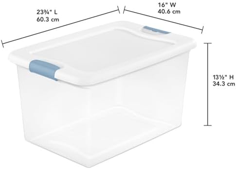 Sterilite 12 Pack Latching Box, Under Bed Storage Bins with Lids, Clear Plastic, 64 Quart - Heavy-Duty Organizing Containers for Closet, Bathroom, and Office - Image 2
