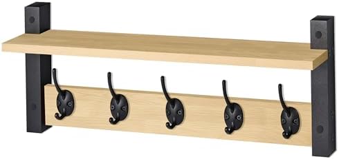 Sorbus Coat Rack Wall Mount with Shelf (Maple Wood, 24 Inch) by Sorbus
