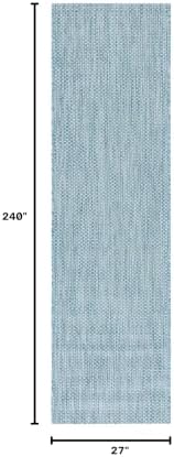 SAFAVIEH Courtyard Outdoor Runner Rug 2'3"x20', Aqua & Grey CY8521-37121 - Image 2