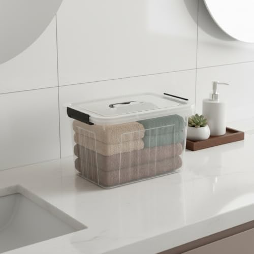 18 Quart Clear Storage Latching Bin with Lids, Plastic Box with Lid and Handles, 4 Packs - Image 6