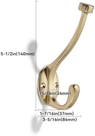 khtumeware The 10 Pack 5-1/2 inch Champagne Bronze Coat Hook zinc Alloy mudroom hooks is Suitable for bathrooms, Behind Doors, bedrooms, and is a Towel Robe Hooks for Both Household and Commercial use - Image 2