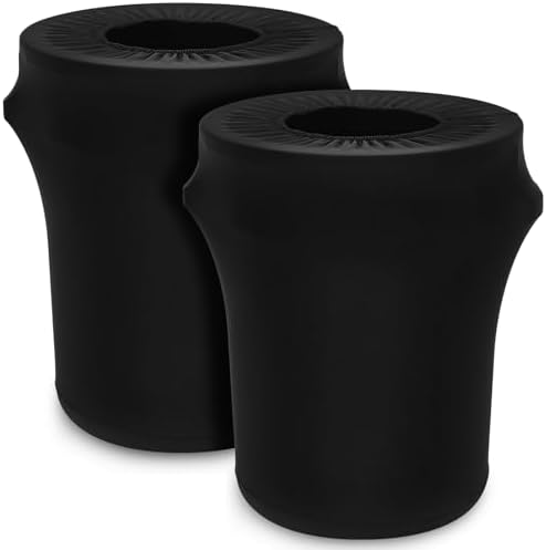 Tanlade 2 Pcs 44 Gallon Stretch Spandex Trash Can Covers Round, Black by Tanlade