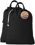 LFH Home Large Premium Cotton Rich Canvas Laundry Bag with Drawstring and Handles Heavy Duty, Multi-Use, and Washable for Home, Travel, College or Storage 20x30 (Pack of 2)-Black by LFHHomePrivateLimited