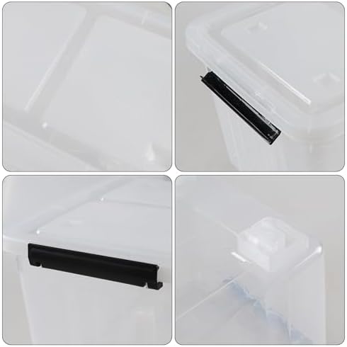 Zopnny 30 Qt Stackable Storage Bins with Lids, Clear Box and Wheels, 4-Pack - Image 3
