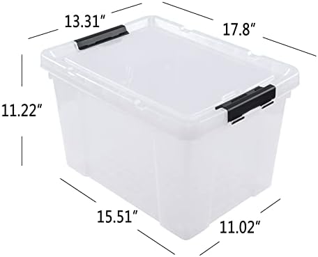 Obstnny 34 Quart Lidded Storage Bins 4 Packs, Plastic Clear Latching Box - Image 2