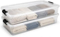 HOMZ Under Bed Clear Plastic Storage Bin w/Lid, 60 Qt, Gray Latch, 2 Pack by Homz
