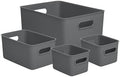 Superio Ribbed Collection - Decorative Plastic Basket Open Home Storage Bins Organizer, Grey (Set of 4) 1 Large, 1 Medium, 2 Small - Container Boxes for Organizing Closet Storage Bins for Shelves by Superio