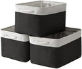 TheWarmHome Storage Basket for Gifts Empty - Large Cubes 3 Pack 15.8x11.8x11.8 inch Storage Bins for Organizing Book Cloth Bathroom Toy (White & Black) by TheWarmHome
