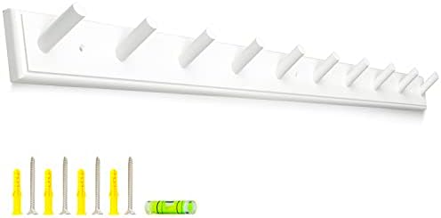 10 Hook Coat Rack Wall Mounted, Long 38 Inches Wooden Wall Coat Hanger with 10 Pegs, 16'' Hole to Hole Wall Coat Hooks for Hanging Towels, Hats, Backpacks, Clothing, Caps (White by muukinghouse