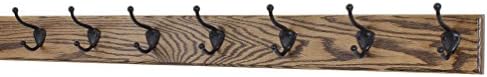 Oak Coat Rack with Oil Rubbed Bronze Hat & Coat Style Hooks (Walnut, 36" x 3.5 with 7 Hooks) by PEG+AND+RAIL