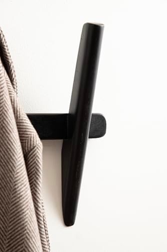 Kate and Laurel Eland Modern Five-Hook Wall Hanging Coat Rack; 30 x 4 x 12; Black; Decorative Wood Coat Rack Wall Mount for Use as Entryway Storage or Mudroom Hooks - Image 6