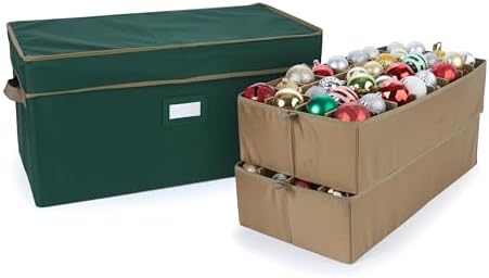 Covermates Adjustable Ornament Storage Box, 25.5"W x 13"D x 12.5"H, Green by Covermates