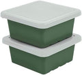 ECR4Kids Stackable Square Bins with Non-Snap Lids, Multipurpose Organization, Hunter Green, 2-Pack by ECR4Kids