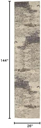 Nourison Home Celestial Ivory Grey 2'2" x 12' Area Rug - Easy Clean, Non Shedding, Bed Room, Living Room, Dining Room, Kitchen (12' Runner) - Image 2