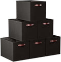 Ornavo Home 13x15x13 Foldable Fabric Storage Cube Bins, 6 Pack, Black by OrnavoHome