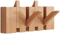 Coat Rack Wall Mount, Wooden Coat Rack, Piano Key Coat Rack, 4 Hooks Flip Down Wall Hook Rack, Beech by Unknown