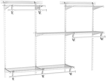 ClosetMaid ShelfTrack Wire Closet Organizer System, Adjustable from 4 to 6 Ft., With Shelves, Clothes Rods, Hardware, Durable Steel, White by Unknown
