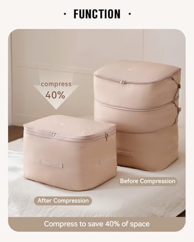 Eachy 3-Pack Comforter Storage Bag Blanket Storage Bags, 136L Compression Storage Bags for Blanket Comforter, Ultra Space Saving Self Compression Organizer - Image 3