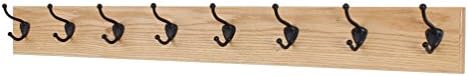 PegandRail Oak Wall Mounted Coat Rack with Bronze Hooks (Natural, 42" x 4.5" with 8 Hooks) by PEG+AND+RAIL