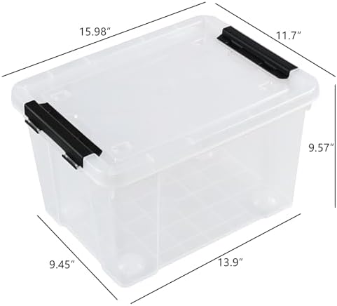 Obstnny 4 Packs 22 Quart Latch Box with Wheels, Plastic Lidded Storage Bin - Image 4