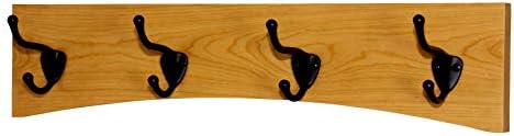 Solid Cherry Arched Wall Mounted Coat Rack Bronze Hat & Coat Hooks - Made in The USA (Cherry, 20" x 4.5" with 4 Hooks) by PEG+AND+RAIL