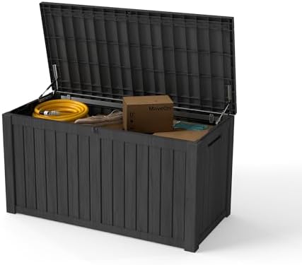 180 Gallon Deck Boxes Outdoor Waterproof, Outdoor Storage Box with Lockable Lid & UV-Resistant for Patio Furniture, Outdoor Cushions, Garden Tools and Pool Supplies, Black by GraceYourYard