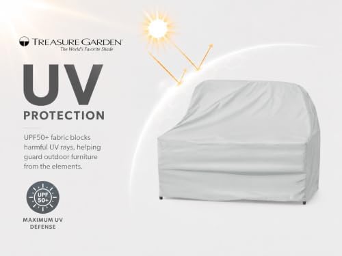Treasure Garden Large Loveseat Cover, 300D Polyester Outdoor Deep Seating Sofa Cover, Water Resistant, UPF50+ UV Protection, Elastic Hem, Cinch Lock, Built-in Pouch & Storage Bag, Gray - Image 6