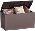 ZYJOYY 100 Gallon Waterproof Large Resin Deck Box, Indoor Outdoor Storage Box Lockabe, Outdoor Organization & Storage Deck Box with Lid for Patio Cushions, Garden Tools, UV Resistant by ZYJOYY