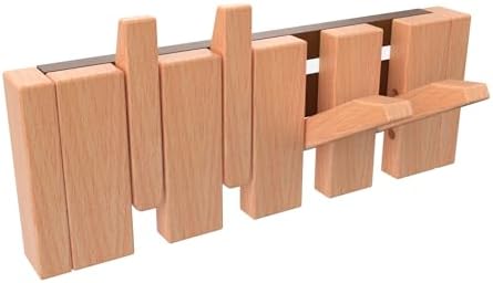 Wall Mounted Piano Key Hanger | Flip Style Hook | Entrance Wall Art Hook, Made of Oak Wood (3 Times Painted, 4 Times Polished) (Beech, 4Hooks) by FleiSleep