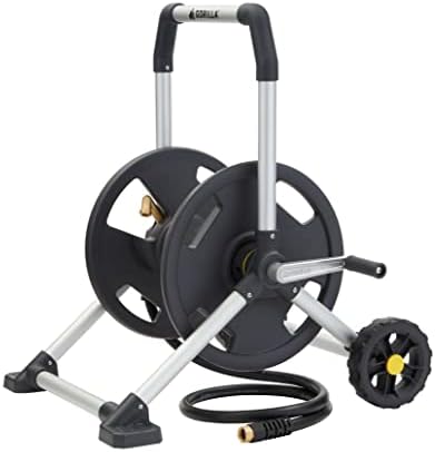 Gorilla GRS-200H Aluminum Garden Hose Reel, 200 Ft, No-Leak Brass Fittings by GorillaCarts
