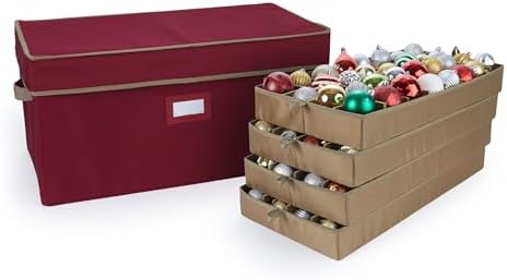 Covermates Adjustable Ornament Storage Box, 25.5" W x 13" D x 12.5" H, Red by Covermates