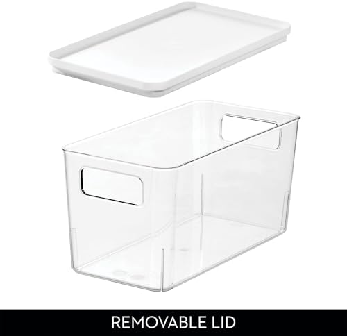 iDesign Plastic Pantry Bin with Lid and Handles, Clear/Marshmallow White - Image 5