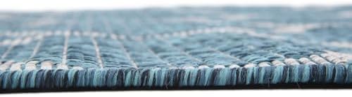 Unique Loom Outdoor Trellis Collection Area Rug (7' 1" x 10' Rectangle, Teal/ Gray) - Image 6