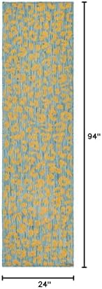 Unique Loom Outdoor Safari Collection Area Rug - Leopard (2' x 7' 10" Runner, Blue Yellow/ Blue) - Image 2