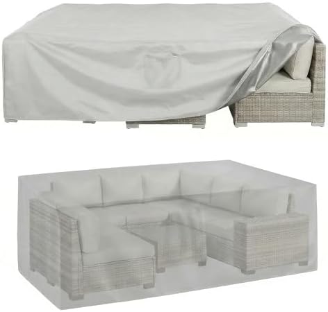 KANAGAWA Outdoor Furniture Covers, Custom Size 80"(L) x 52"(W) x 30"(H) Rectangular Table and Chair Waterproof Covers, Heavy Duty 420D, Silver by KANAGAWA