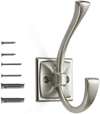 khtumeware Wall Hooks,10 Pack Coat Hooks Hardware Towel Hooks for Hanging Coats Matte Brushed Nickel Robe Hooks Wall Mounted with Screws for Key, Towel, Bags, Cup. by khtumeware