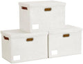 Roobyl 15" Fabric Storage Box with Lids, 3-Pack, White by Roobyl