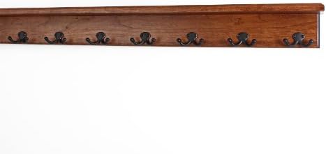 PegandRail Solid Cherry Shelf Coat Rack with Aged Bronze Double Style Hooks - Made in The USA (Mahogany, 37" with 7 Hooks) by PEG+AND+RAIL