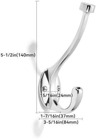 khtumeware The 10 Pack 5-1/2 inch Polished Chrome Coat Hook zinc Alloy mudroom Hooks is Suitable for bathrooms, Behind Doors, bedrooms, and is a Towel Robe Hooks for Both Household and Commercial use - Image 2