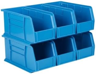 11" x 5.5" x 5" (6 Pack) Plastic Stackable Storage Bin, Hudson Blue by HudsonExchange