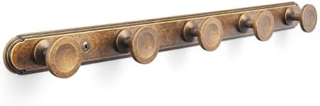 Coat Hook Wall Mounted, Antique Brass Zinc Alloy with 5 Hooks by Deuschwer