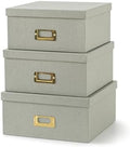 Soul & Lane - Gray Decorative Photo Storage Boxes with Lids, Set of 3 by SoulLane