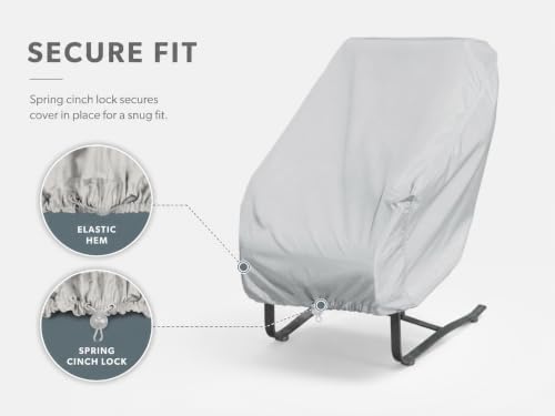 Treasure Garden Large Lounge Chair Cover, 300D Polyester Outdoor Deep Seating Cover, Water Resistant, UPF50+ UV Protection, Elastic Hem, Spring Cinch Lock, Built-in Pouch & Storage Bag, Gray - Image 4