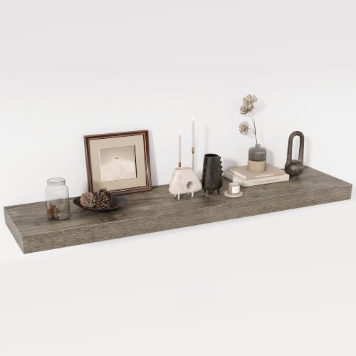 Acovy 48 Inch Floating Shelves, 12" Deep Floating Shelf Wall Mounted, 48" Wall Shelves, Rustic Deep Bookshelf, Extra Deeper & Thicker Display Shelves for Bedroom, Living Room, Set of 1 by Acovy