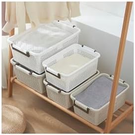 Stackable Storage Basket Organizer with Handle | Storage Bin, 40 Liter, Set of 2, White - Image 6