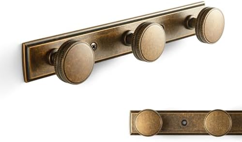 Goo-Ki 1 Pack Antique Brass Coat Rack Wall Mount Heavy Duty, Vintage Brass Towel Rack Zinc Alloy Coat Hooks Wall Mounted for Bag Hat Clothes Scarf by Home