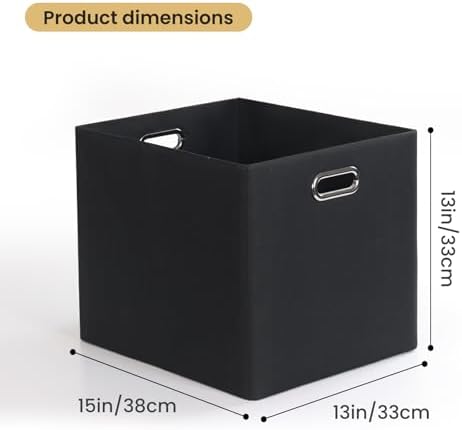 Posprica 3X Thicker Collapsible Storage Bins,13×15x13 Foldable Storage Cube Boxes Fabric Drawer for Closet Shelf Cabinet Bookcase, set of 4 (Pure Black) - Image 2